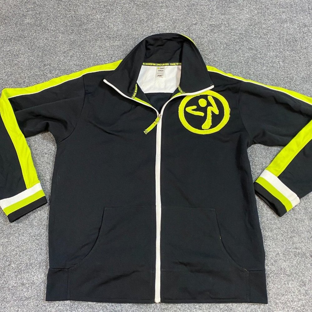Zumba Womens Track Jacket XL Black Full Zip Long Sleeve